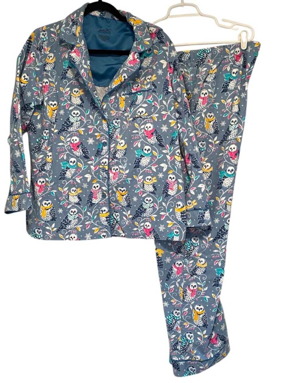Nick & Nora owl print flannel matching matching set